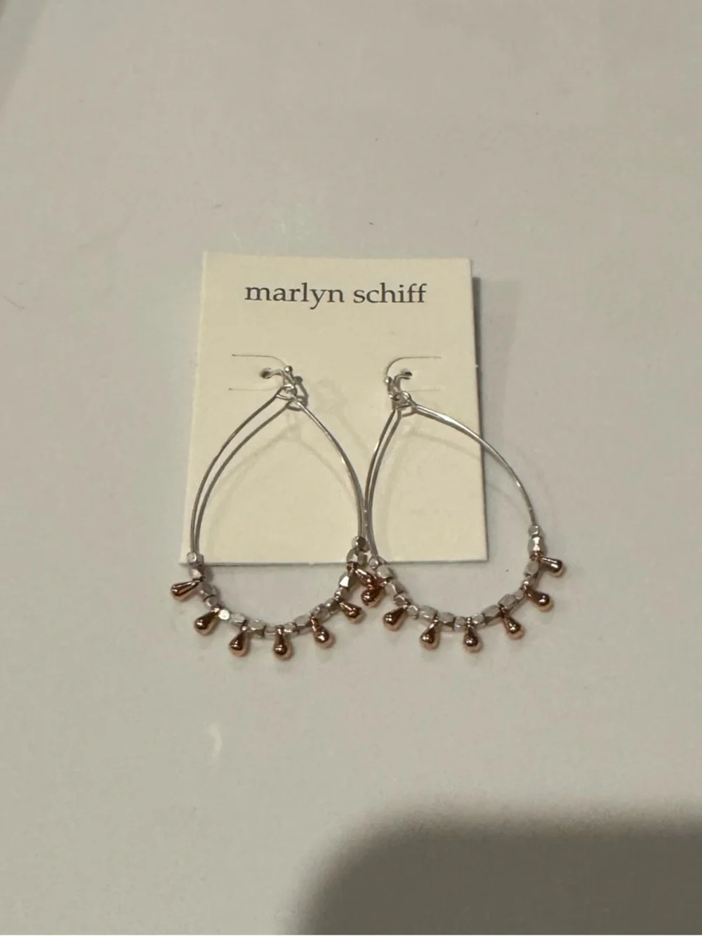 New Marlyn Schiff Teardrop Beaded Hoop‎ Earrings Boho Festival Delicate